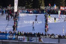 21.01.2017, Antholz, Italy (ITA): Simon Desthieux (FRA), Lorenz Waeger (AUT), Mario Dolder (SUI), Rudy Zini (ITA), (l-r) -  IBU world cup biathlon, relay men, Antholz (ITA). www.nordicfocus.com. © Manzoni/NordicFocus. Every downloaded picture is fee-liable.