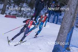 22.01.2017, Antholz, Italy (ITA): Anais Bescond (FRA), Alexia Runggaldier (ITA), (l-r) -  IBU world cup biathlon, relay women, Antholz (ITA). www.nordicfocus.com. © Manzoni/NordicFocus. Every downloaded picture is fee-liable.