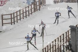 04.03.2017, Pyeong Chang, Korea (KOR): Erik Lesser (GER), Dominik Landertinger (AUT), Simon Eder (AUT), Dominik Windisch (ITA), Serafin Wiestner (SUI), (l-r) -  IBU world cup biathlon, pursuit men, Pyeong Chang (KOR). www.nordicfocus.com. © Manzoni/NordicFocus. Every downloaded picture is fee-liable.