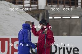 03.03.2017, Pyeong Chang, Korea (KOR): Borut Nunar (SLO) IBU race director, Ubaldo Prucker (ITA), (l-r) -  IBU world cup biathlon, sprint men, Pyeong Chang (KOR). www.nordicfocus.com. © Manzoni/NordicFocus. Every downloaded picture is fee-liable.