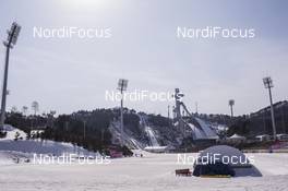 03.03.2017, Pyeong Chang, Korea (KOR): Event Feature: Overview over the cross-country stadium with the jumping hill at the back -  IBU world cup biathlon, photosafari through the Alpensia Venues and Resorts, Pyeong Chang (KOR). www.nordicfocus.com. © Manzoni/NordicFocus. Every downloaded picture is fee-liable.