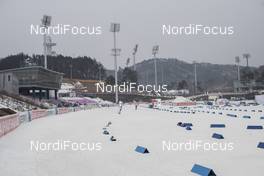 01.03.2017, Pyeong Chang, Korea (KOR): Event Feature: Overview over the stadium entree -  IBU world cup biathlon, training, Pyeong Chang (KOR). www.nordicfocus.com. © Manzoni/NordicFocus. Every downloaded picture is fee-liable.