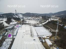 04.03.2017, Pyeong Chang, Korea (KOR): Event Feature: Droneflight over the Alpensia Sport Park -  IBU world cup biathlon, training, Pyeong Chang (KOR). www.nordicfocus.com. © Marian Hiller/IBU/NordicFocus. Every downloaded picture is fee-liable.