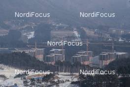 04.03.2017, Pyeong Chang, Korea (KOR): Event Feature: Overview over the Olympic Village under construction -  IBU world cup biathlon, training, Pyeong Chang (KOR). www.nordicfocus.com. © Manzoni/NordicFocus. Every downloaded picture is fee-liable.