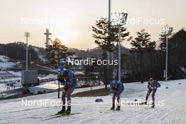 28.02.2017, Pyeong Chang, Korea (KOR): Anton Shipulin (RUS), Maxim Tsvetkov (RUS), Anton Babikov (RUS), (l-r) -  IBU world cup biathlon, training, Pyeong Chang (KOR). www.nordicfocus.com. © Manzoni/NordicFocus. Every downloaded picture is fee-liable.