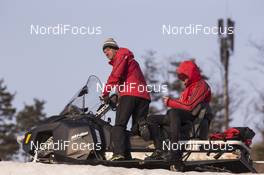 28.02.2017, Pyeong Chang, Korea (KOR): Theo Moser (GER) Infront Service, Marco Moser (GER), Infront Service  -  IBU world cup biathlon, training, Pyeong Chang (KOR). www.nordicfocus.com. © Manzoni/NordicFocus. Every downloaded picture is fee-liable.
