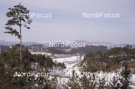 03.03.2017, Pyeong Chang, Korea (KOR): Event Feature: overview over the Alpensia Sport Park with the cross-country tracks in front and the biathlon venue at the back -  IBU world cup biathlon, photosafari through the Alpensia Venues and Resorts, Pyeong Chang (KOR). www.nordicfocus.com. © Manzoni/NordicFocus. Every downloaded picture is fee-liable.