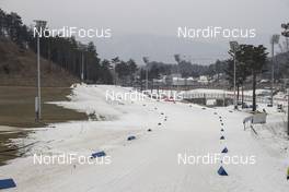 01.03.2017, Pyeong Chang, Korea (KOR): Event Feature: Overview over the final part of the track -  IBU world cup biathlon, training, Pyeong Chang (KOR). www.nordicfocus.com. © Manzoni/NordicFocus. Every downloaded picture is fee-liable.