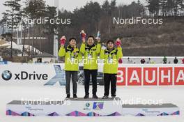 01.03.2017, Pyeong Chang, Korea (KOR): Event Feature: volunteers test the flower ceremony -  IBU world cup biathlon, training, Pyeong Chang (KOR). www.nordicfocus.com. © Manzoni/NordicFocus. Every downloaded picture is fee-liable.