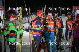 12.03.2017, Kontiolahti, Finland (FIN): Nadine Horchler (GER), Quentin Fillon Maillet (FRA), Simon Desthieux (FRA) -  IBU world cup biathlon, relay mixed, Kontiolahti (FIN). www.nordicfocus.com. © Tumashov/NordicFocus. Every downloaded picture is fee-liable.