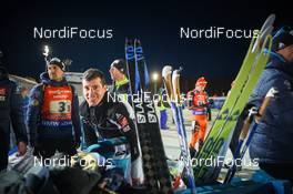 12.03.2017, Kontiolahti, Finland (FIN): Simon Desthieux (FRA), Quentin Fillon Maillet (FRA) -  IBU world cup biathlon, relay mixed, Kontiolahti (FIN). www.nordicfocus.com. © Tumashov/NordicFocus. Every downloaded picture is fee-liable.