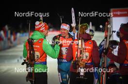 12.03.2017, Kontiolahti, Finland (FIN): Quentin Fillon Maillet (FRA), Benedikt Doll (GER) -  IBU world cup biathlon, relay mixed, Kontiolahti (FIN). www.nordicfocus.com. © Tumashov/NordicFocus. Every downloaded picture is fee-liable.