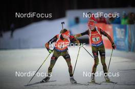 12.03.2017, Kontiolahti, Finland (FIN): Maren Hammerschmidt (GER), Benedikt Doll (GER) -  IBU world cup biathlon, relay mixed, Kontiolahti (FIN). www.nordicfocus.com. © Tumashov/NordicFocus. Every downloaded picture is fee-liable.
