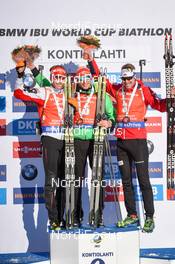 11.03.2017, Kontiolahti, Finland (FIN): Emil Hegle Svendsen (NOR), Simon Eder (AUT), Arnd Peiffer (GER) -  IBU world cup biathlon, pursuit men, Kontiolahti (FIN). www.nordicfocus.com. © Tumashov/NordicFocus. Every downloaded picture is fee-liable.