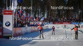11.03.2017, Kontiolahti, Finland (FIN): Simon Eder (AUT), Arnd Peiffer (GER), Emil Hegle Svendsen (NOR) -  IBU world cup biathlon, pursuit men, Kontiolahti (FIN). www.nordicfocus.com. © Tumashov/NordicFocus. Every downloaded picture is fee-liable.