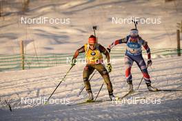 11.03.2017, Kontiolahti, Finland (FIN): Laura Dahlmeier (GER), Tiril Eckhoff (NOR) -  IBU world cup biathlon, pursuit women, Kontiolahti (FIN). www.nordicfocus.com. © Tumashov/NordicFocus. Every downloaded picture is fee-liable.