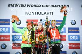 10.03.2017, Kontiolahti, Finland (FIN): Darya Domracheva (BLR), Laura Dahlmeier (GER), Tiril Eckhoff (NOR) -  IBU world cup biathlon, sprint women, Kontiolahti (FIN). www.nordicfocus.com. © Tumashov/NordicFocus. Every downloaded picture is fee-liable.
