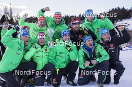 18.03.2017, Oslo, Norway (NOR): Simon Schempp (GER), Arnd Peiffer (GER), Mark Kirchner (GER) coach Team Germany, Denise Herrmann (GER), Nadine Horchler (GER), Philipp Nawrath (GER), Eric Lesser (GER), Andi Stitzl (GER) coach Team Germany, (l-r) -  IBU world cup biathlon, cups, Oslo (NOR). www.nordicfocus.com. © Manzoni/NordicFocus. Every downloaded picture is fee-liable.