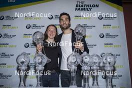 19.03.2017, Oslo, Norway (NOR): Laura Dahlmeier (GER), Martin Fourcade (FRA), (l-r) -  IBU world cup biathlon, cups, Oslo (NOR). www.nordicfocus.com. © Manzoni/NordicFocus. Every downloaded picture is fee-liable.