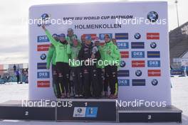 17.03.2017, Oslo, Norway (NOR): Vanessa Hinz (GER), Franziska Hildebrand (GER), Denise Herrmann (GER), Gerald Hoenig (GER) coach Team Germany, Nadine Horchler (GER), Maren Hammerschmidt (GER), Laura Dahlmeier (GER), (l-r) -  IBU world cup biathlon, cups, Oslo (NOR). www.nordicfocus.com. © Manzoni/NordicFocus. Every downloaded picture is fee-liable.