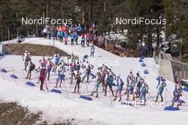 19.03.2017, Oslo, Norway (NOR): Event Feature: The field leaves the stadium to the tracks -  IBU world cup biathlon, mass men, Oslo (NOR). www.nordicfocus.com. © Manzoni/NordicFocus. Every downloaded picture is fee-liable.