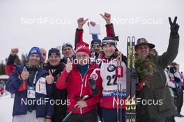 19.03.2017, Oslo, Norway (NOR): Ole Bjoern Tretterud (NOR), Swix race service, Andrejs Rastorgujevs (LAT), (l-r) -  IBU world cup biathlon, mass men, Oslo (NOR). www.nordicfocus.com. © Manzoni/NordicFocus. Every downloaded picture is fee-liable.