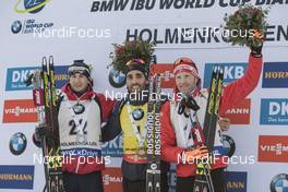 19.03.2017, Oslo, Norway (NOR): Andrejs Rastorgujevs (LAT), Martin Fourcade (FRA), Simon Eder (AUT), (l-r) -  IBU world cup biathlon, mass men, Oslo (NOR). www.nordicfocus.com. © Manzoni/NordicFocus. Every downloaded picture is fee-liable.