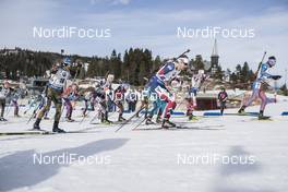 19.03.2017, Oslo, Norway (NOR): Erik Lesser (GER), Emil Hegle Svendsen (NOR), Johannes Thingnes Boe (NOR), Anton Shipulin (RUS), (l-r) -  IBU world cup biathlon, mass men, Oslo (NOR). www.nordicfocus.com. © Manzoni/NordicFocus. Every downloaded picture is fee-liable.