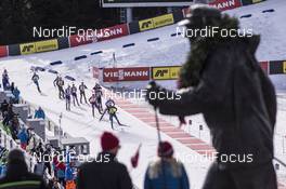 19.03.2017, Oslo, Norway (NOR): Martin Fourcade (FRA), Anton Shipulin (RUS), Lowell Bailey (USA), Andrejs Rastorgujevs (LAT), Emil Hegle Svendsen (NOR), Simon Eder (AUT), (l-r) -  IBU world cup biathlon, mass men, Oslo (NOR). www.nordicfocus.com. © Manzoni/NordicFocus. Every downloaded picture is fee-liable.
