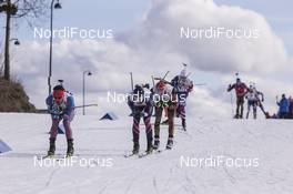 19.03.2017, Oslo, Norway (NOR): Evgeniy Garanichev (RUS), Andrejs Rastorgujevs (LAT), Benedikt Doll (GER), (l-r) -  IBU world cup biathlon, mass men, Oslo (NOR). www.nordicfocus.com. © Manzoni/NordicFocus. Every downloaded picture is fee-liable.