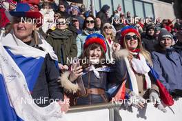 18.03.2017, Oslo, Norway (NOR): Event Feature: russian fans celebrate -  IBU world cup biathlon, pursuit men, Oslo (NOR). www.nordicfocus.com. © Manzoni/NordicFocus. Every downloaded picture is fee-liable.