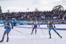 18.03.2017, Oslo, Norway (NOR): Anton Shipulin (RUS), Johannes Thingnes Boe (NOR), Martin Fourcade (FRA), (l-r), (l-r) -  IBU world cup biathlon, pursuit men, Oslo (NOR). www.nordicfocus.com. © Manzoni/NordicFocus. Every downloaded picture is fee-liable.