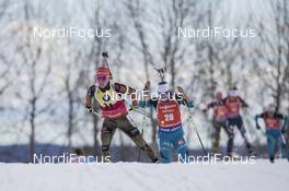 18.03.2017, Oslo, Norway (NOR): Laura Dahlmeier (GER), Julia Simon (FRA), (l-r) -  IBU world cup biathlon, pursuit women, Oslo (NOR). www.nordicfocus.com. © Manzoni/NordicFocus. Every downloaded picture is fee-liable.