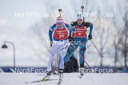 18.03.2017, Oslo, Norway (NOR): Kaisa Makarainen (FIN), Anais Bescond (FRA), (l-r) -  IBU world cup biathlon, pursuit women, Oslo (NOR). www.nordicfocus.com. © Manzoni/NordicFocus. Every downloaded picture is fee-liable.