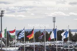 17.03.2017, Oslo, Norway (NOR): Event Feature: Flags in the wind -  IBU world cup biathlon, sprint women, Oslo (NOR). www.nordicfocus.com. © Manzoni/NordicFocus. Every downloaded picture is fee-liable.
