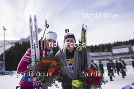 17.03.2017, Oslo, Norway (NOR): Anais Bescond (FRA), Justine Braisaz (FRA), (l-r) -  IBU world cup biathlon, sprint women, Oslo (NOR). www.nordicfocus.com. © Manzoni/NordicFocus. Every downloaded picture is fee-liable.