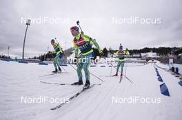 16.03.2017, Oslo, Norway (NOR): Sebastian Samuelsson (SWE), Jesper Nelin (SWE), Peppe Femling (SWE), (l-r) -  IBU world cup biathlon, training, Oslo (NOR). www.nordicfocus.com. © Manzoni/NordicFocus. Every downloaded picture is fee-liable.