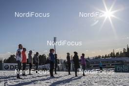 15.03.2017, Oslo, Norway (NOR): Simon Eder (AUT), Gabriela Koukalova (CZE), Dorothea Wierer (ITA), Lowell Bailey (USA), Laura Dahlmeier (GER), Anton Shipulin (RUS), Kaisa Makarainen (FIN), Simon Schempp (GER), (l-r) -  IBU world cup biathlon, training, Oslo (NOR). www.nordicfocus.com. © Manzoni/NordicFocus. Every downloaded picture is fee-liable.