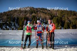 19.02.2017, Hochfilzen, Austria (AUT): Simon Eder (AUT), Johannes Thingnes Boe (NOR), Simon Schempp (GER) - IBU world championships biathlon, mass men, Hochfilzen (AUT). www.nordicfocus.com. © NordicFocus. Every downloaded picture is fee-liable.
