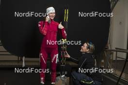 12.02.2017, Hochfilzen, Austria (AUT): Darya Domracheva (BLR), Tanja Winterhalder (GER) head of marketing Fischer, (l-r) - IBU world championships biathlon, medals, Hochfilzen (AUT). www.nordicfocus.com. © NordicFocus. Every downloaded picture is fee-liable.