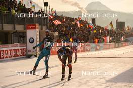 09.02.2017, Hochfilzen, Austria (AUT): Martin Fourcade (FRA), Anton Shipulin (RUS) - IBU world championships biathlon, relay mixed, Hochfilzen (AUT). www.nordicfocus.com. © NordicFocus. Every downloaded picture is fee-liable.