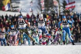09.02.2017, Hochfilzen, Austria (AUT): Vanessa Hinz (GER), Marte Olsbu (NOR), Lisa Vittozzi (ITA), (l-r) - IBU world championships biathlon, relay mixed, Hochfilzen (AUT). www.nordicfocus.com. © NordicFocus. Every downloaded picture is fee-liable.