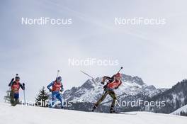 12.02.2017, Hochfilzen, Austria (AUT): Anna Frolina (KOR), Dorothea Wierer (ITA), Franziska Hildebrand (GER), (l-r) - IBU world championships biathlon, pursuit women, Hochfilzen (AUT). www.nordicfocus.com. © NordicFocus. Every downloaded picture is fee-liable.