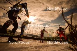 18.02.2017, Hochfilzen, Austria (AUT): Martin Otcenas (SVK), Vassiliy Podkorytov (KAZ), Scott Gow (CAN), Tsukasa Kobonoki (JPN) - IBU world championships biathlon, relay men, Hochfilzen (AUT). www.nordicfocus.com. © NordicFocus. Every downloaded picture is fee-liable.