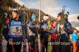 18.02.2017, Hochfilzen, Austria (AUT): Martin Fourcade (FRA), Simon Desthieux (FRA) - IBU world championships biathlon, relay men, Hochfilzen (AUT). www.nordicfocus.com. © NordicFocus. Every downloaded picture is fee-liable.