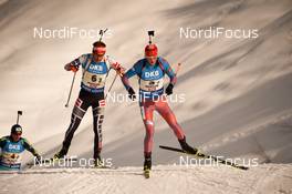 18.02.2017, Hochfilzen, Austria (AUT): Anton Babikov (RUS), Simon Eder (AUT) - IBU world championships biathlon, relay men, Hochfilzen (AUT). www.nordicfocus.com. © NordicFocus. Every downloaded picture is fee-liable.