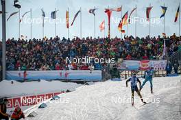 18.02.2017, Hochfilzen, Austria (AUT): Martin Fourcade (FRA), Simon Schempp (GER) - IBU world championships biathlon, relay men, Hochfilzen (AUT). www.nordicfocus.com. © NordicFocus. Every downloaded picture is fee-liable.
