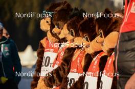 11.02.2017, Hochfilzen, Austria (AUT): Event Feature: mascots - IBU world championships biathlon, sprint men, Hochfilzen (AUT). www.nordicfocus.com. © NordicFocus. Every downloaded picture is fee-liable.