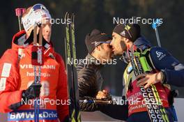11.02.2017, Hochfilzen, Austria (AUT): Simon Fourcade (FRA), Martin Fourcade (FRA) - IBU world championships biathlon, sprint men, Hochfilzen (AUT). www.nordicfocus.com. © NordicFocus. Every downloaded picture is fee-liable.