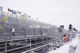 18.02.2017, Hochfilzen, Austria (AUT): Event Feature: the main grand stand before opening the fan gates - IBU world championships biathlon, training, Hochfilzen (AUT). www.nordicfocus.com. © NordicFocus. Every downloaded picture is fee-liable.